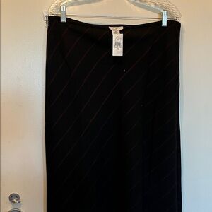 LOFT Elegant Black Pencil Skirt with Red Accents